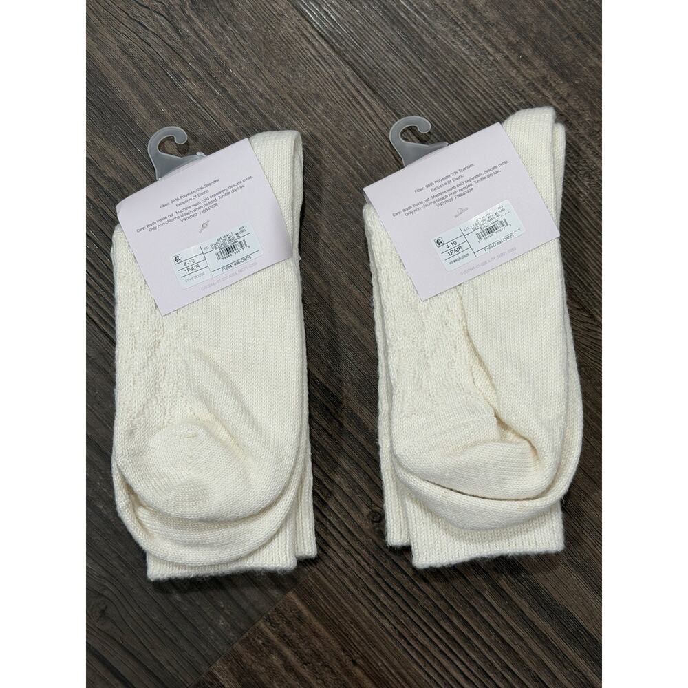 Lot Of 2 -Auden Boot Socks Womens 4-10 White 2 Pairs Crew Super Soft Cozy - Picture 4 of 7